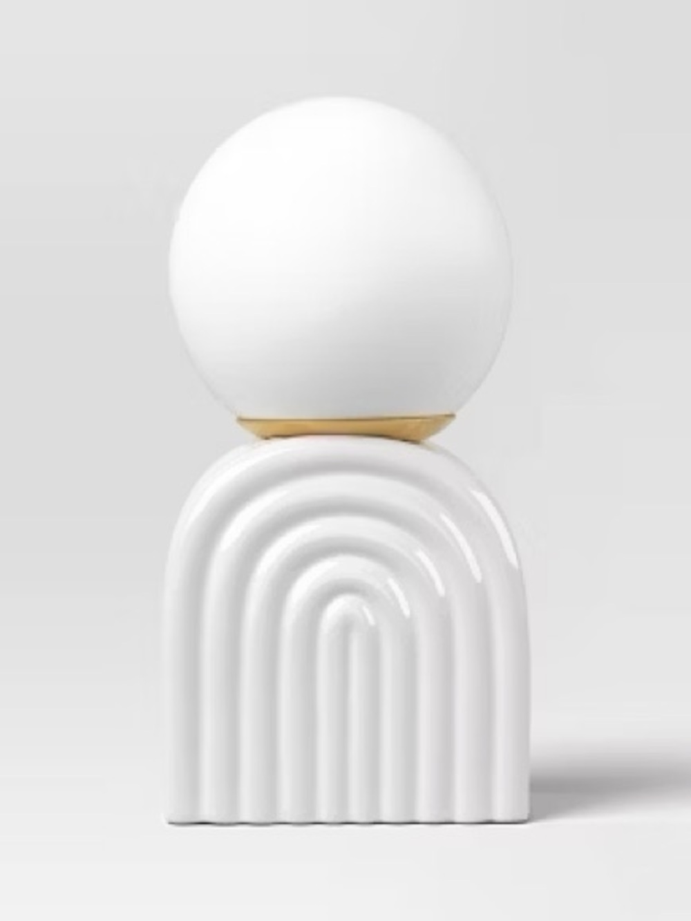 Mini Glass Orb Shade with Ceramic Base Novelty Table Lamp in White from Room Ess